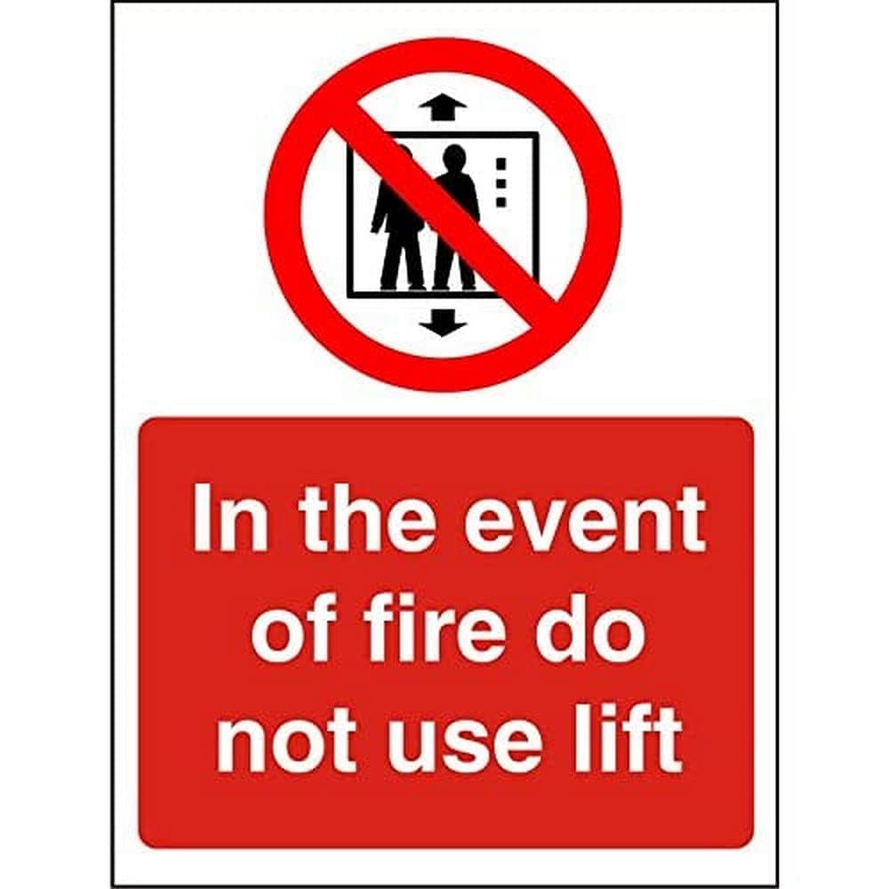 SECOIn Event Of Fire Do Not Use Lift Sign, 150mm x 200mm - 1mm Semi Rigid Plastic
