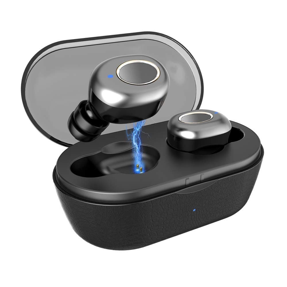 True Wireless Earbuds,Bluetooth 5.0 JIALEBI Wireless Headset In-Ear Bluetooth Headphones with 15H Playtime Deep Bass Stereo Sound IPX5 Sweatproof 33 ft Bluetooth Range Elegant Portable Charging Case, Built-in Mic