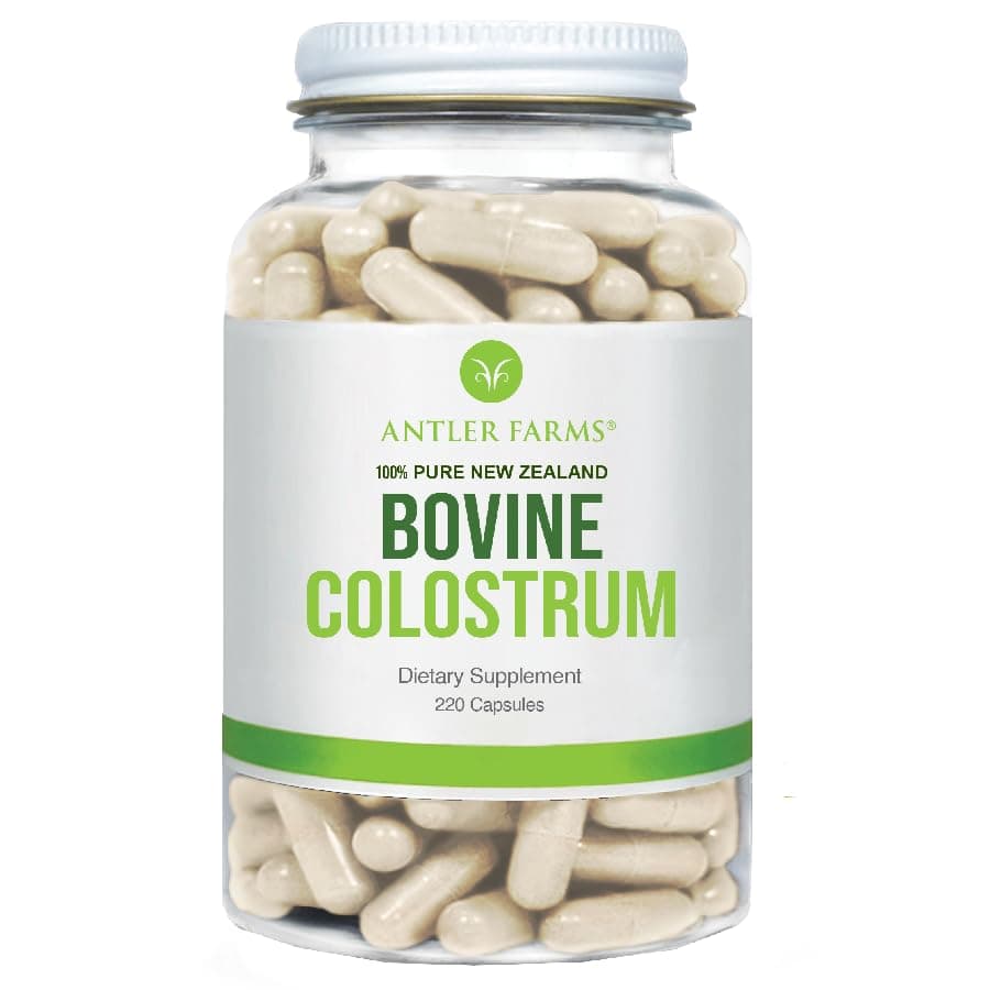 Antler Farms 100% Pure New Zealand Bovine Colostrum, 220 Capsules, 500mg - Grass Fed, Pasture Raised, Clean Sourced, Cold Processed, Undiluted, High IgG Content