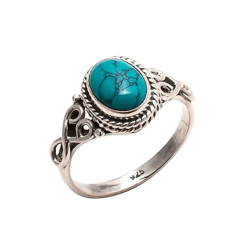 Avicrafts Turquoise Stone Ring 925 Sterling Silver Statement Ring For Women Handmade Gemstone Christmas Jewellery Gift For Her