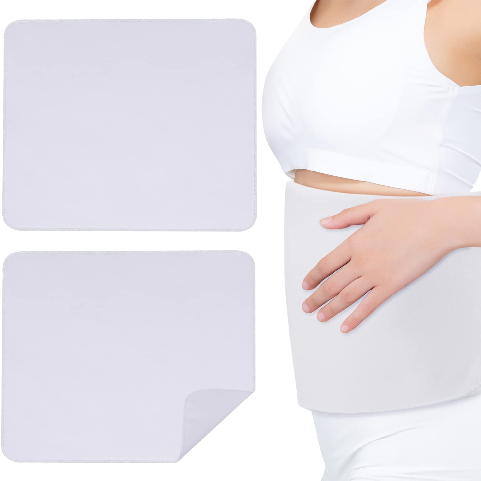 Moukeren 2 Pcs Flannel for Castor Oil Pack Castor Oil Compress Cloth Castor Oil Wrap Flannel Towel Flannel Cloth Reusable Absorbent, Creates a Soothing Heat Compress, Castor Oil Not Included (White)