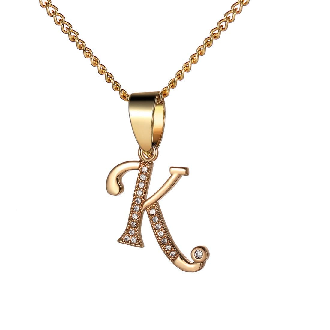 Liasun A-Z 26 Letters Initial Necklace Gold-Plated Metal Delicate Pendant Adjustable Dainty Script Necklaces for Women (1pcs-K)