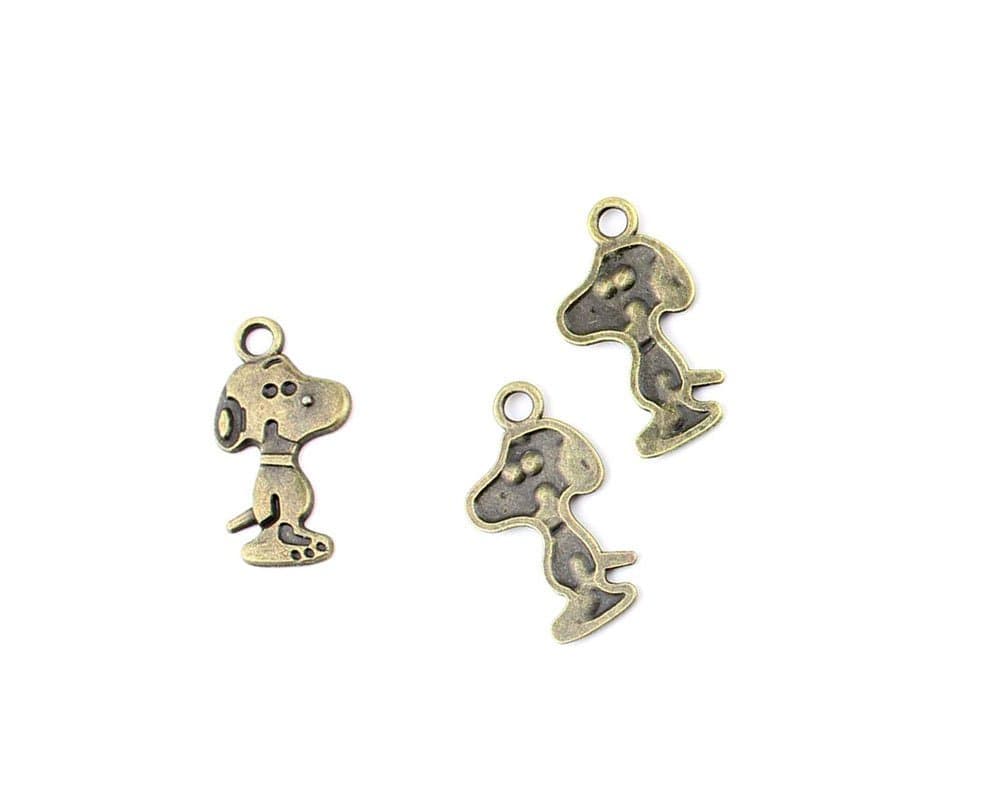 30 PCS Ancient Antique Bronze Fashion Jewelry Making Crafting Charms Findings Bulk for Bracelet Necklace Pendant Retro Accessoires Lots Vintage WGL01 Puppy Snoopy