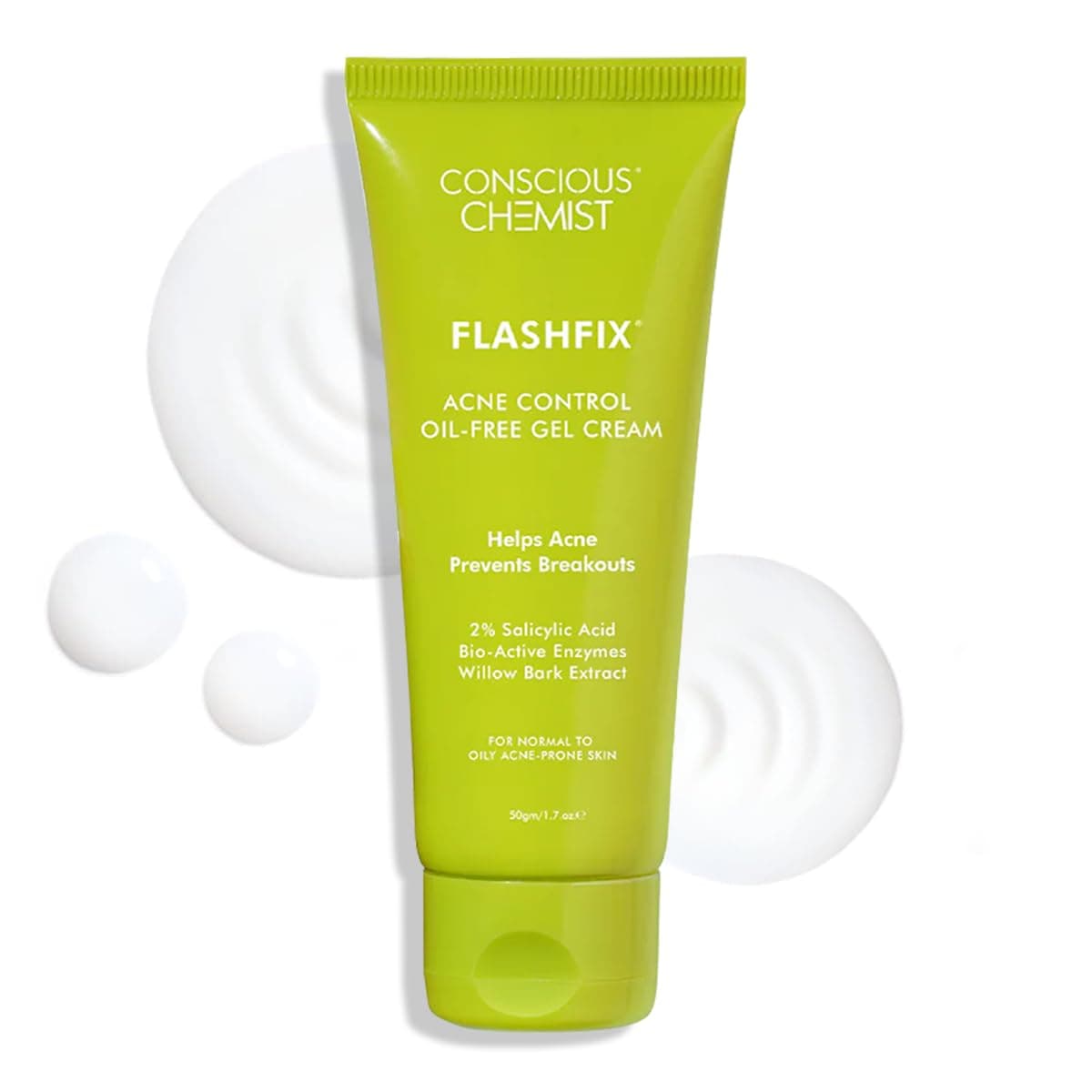Conscious Chemist® 2% Salicylic Acid Cream | 50g | Moisturizer for Oily Acne Prone Skin, For Acne Treatment, Oil Control, Soothe Irritation, Itchiness & Redness, Non-Greasy Gel Cream - Flashfix
