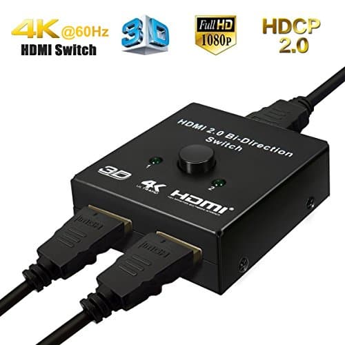 4K60HZ HDMI Splitter Bi-Directional HDMI Switch 1x2 2x1, Supports 4K@60hz, 3D, 1080P Blu-Ray DVD Player, HDTV, Fire Stick, Roku, Xbox, PS3, PS4