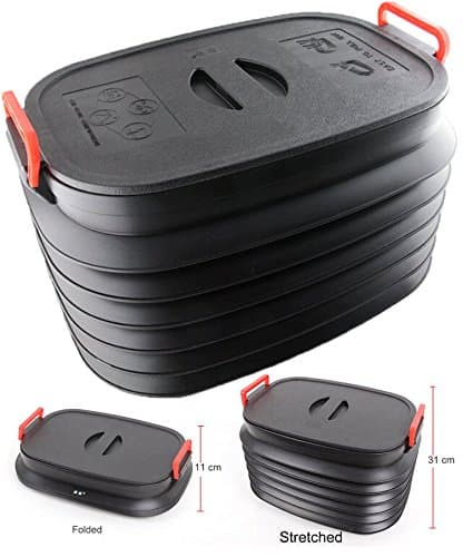 Gardentec Portable Collapsible Heavy Duty Plastic Car Trunk Organizer Box Storage Bin, Black & Red