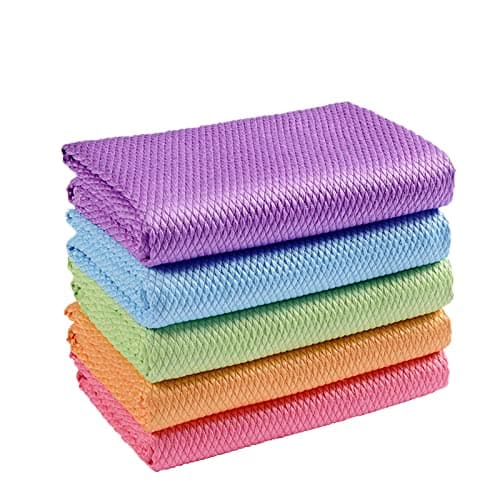 EXGOX Cleaning Cloth,10 Pack Lint Free Cleaning Nanoscale Cloth Fish Scale Cleaning Cloths Reusable Absorbent Polishing Microfiber Dish Cleaning Cloth for Home,Kitchen-(30 x 40cm,Random Color)
