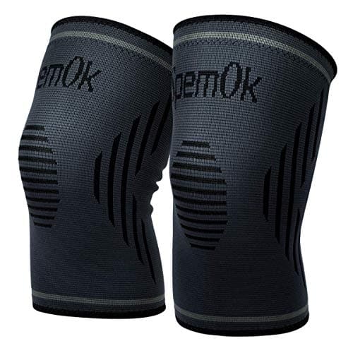 SpemOk Knee Brace Compression Sleeve - 1 Pair Knee Support Pads for Women | Men | Running | Powerlifting | Basketball | Crossfit | Arthritis Pain Relief | Reduce Strain & Swelling (Gray, Small)