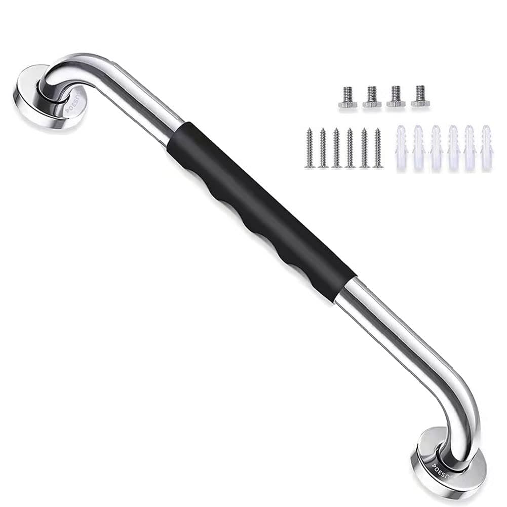 24 Inch Anti Slip Shower Grab Bar Handle, Hoopever Stainless Steel Chrome Bathroom Balance Bar, Safety Hand Rail Support, Handicap Elderly Injury Senior Assist Bath Handle, 1.25 Inch Diameter