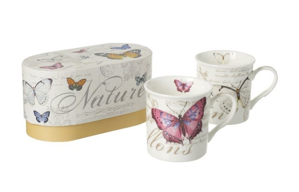 TANGDIAABBCC Stow Green Gift Boxed Set of 2 Butterfly Mugs