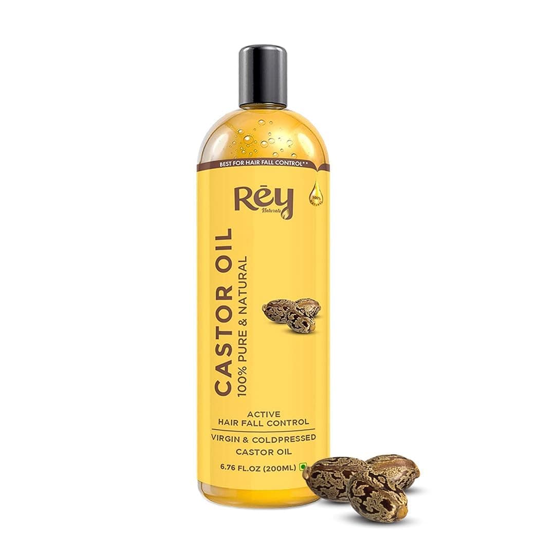 Rey Naturals Premium Cold Pressed Castor Oil - Pure & Virgin Grade - for Healthy Hair and Skin - 200 ML