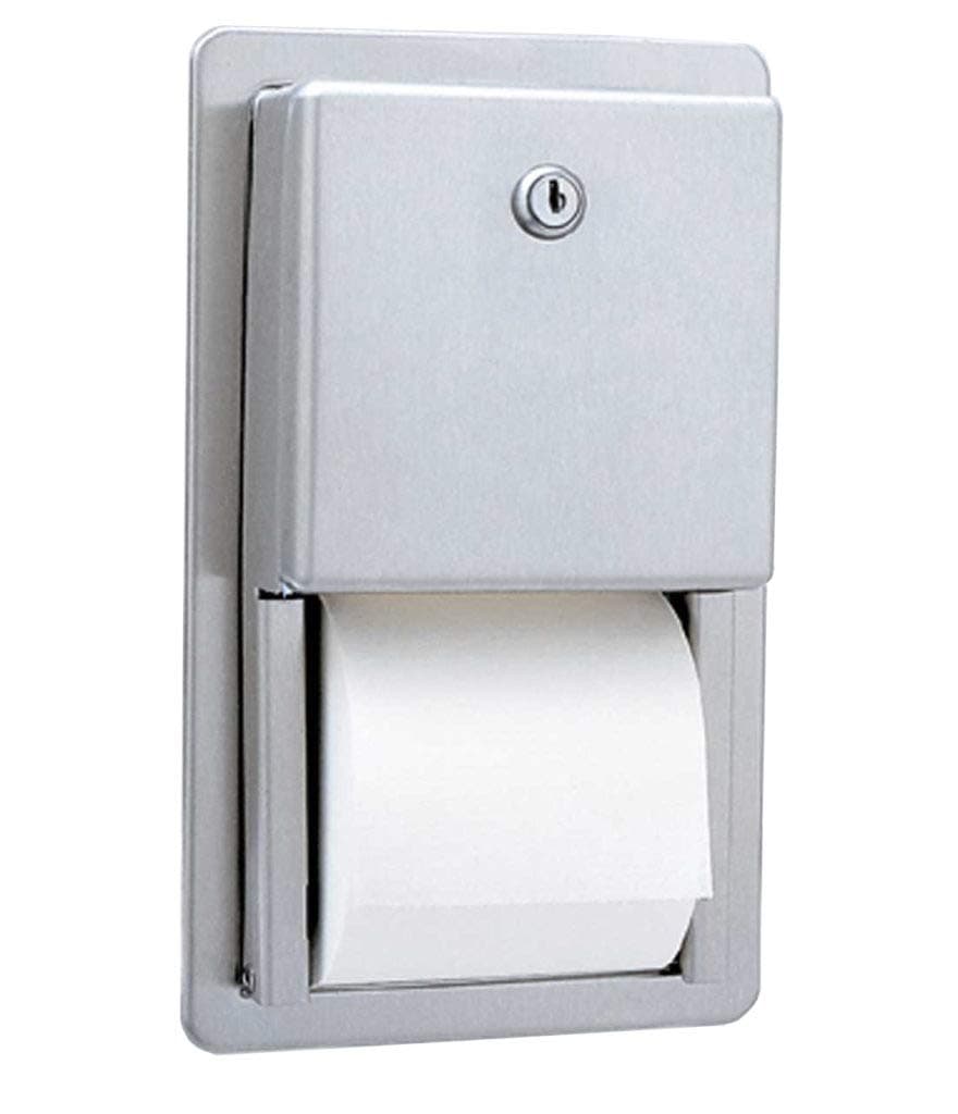 BOBRICK 3888 ClassicSeries Stainless Steel Recessed Multi-Roll Toilet Tissue Dispenser, Satin Finish, 12-1/2" Height, 7-9/16" Width 2-15/16" Depth