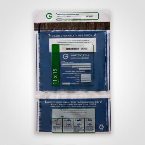 Superior Bag11x15 Vertical Twin Split Deposit Bag Clear Plastic Pocket (Package of 100)