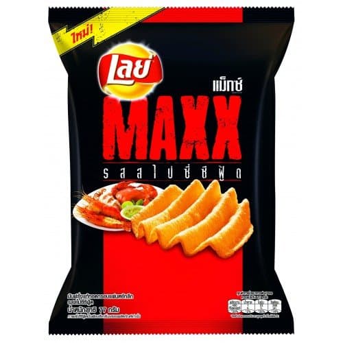 Lay's Maxx Wavy Potato Chips, Crispy Deep Spicy Seafood 77g(Pack2)