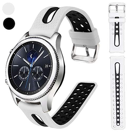 Nigaee Compatible with Samsung Gear S3 Frontier & Classic, Galaxy Watch 46mm Bands, 22mm Silicone Watch Band Quick Release Strap Replacement for Gear S3 Smartwatch Bands Women Men, White&Black