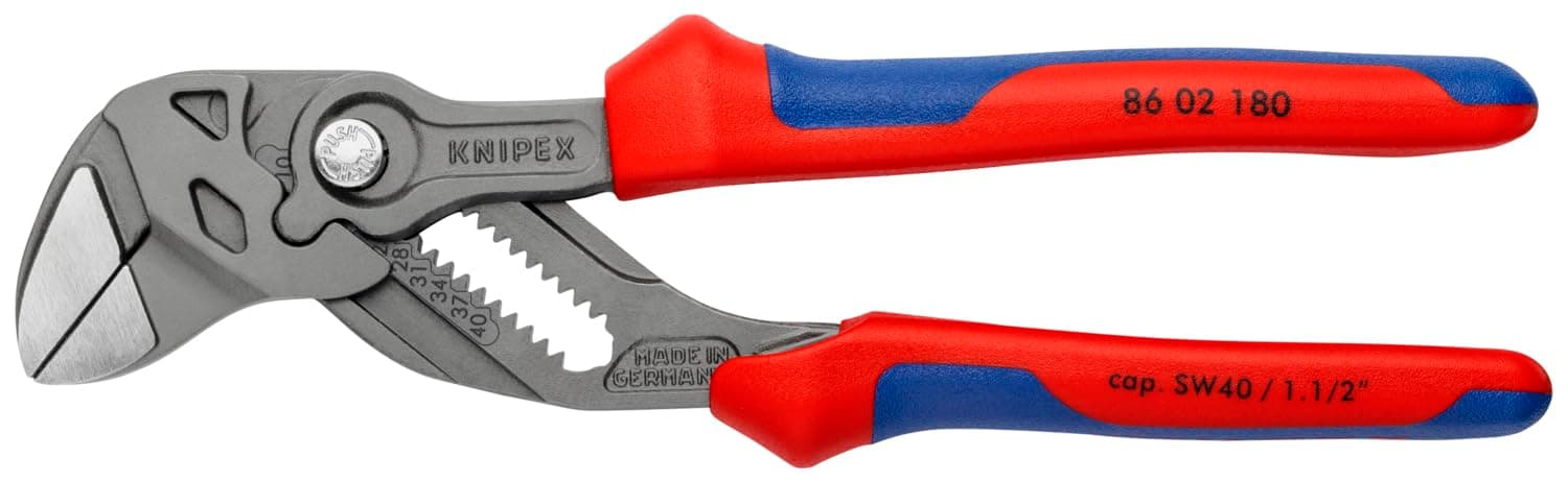 KNIPEX Tools 86 02 180 Pliers Wrench, Black Finish Comfort Grip, 7.25-Inch