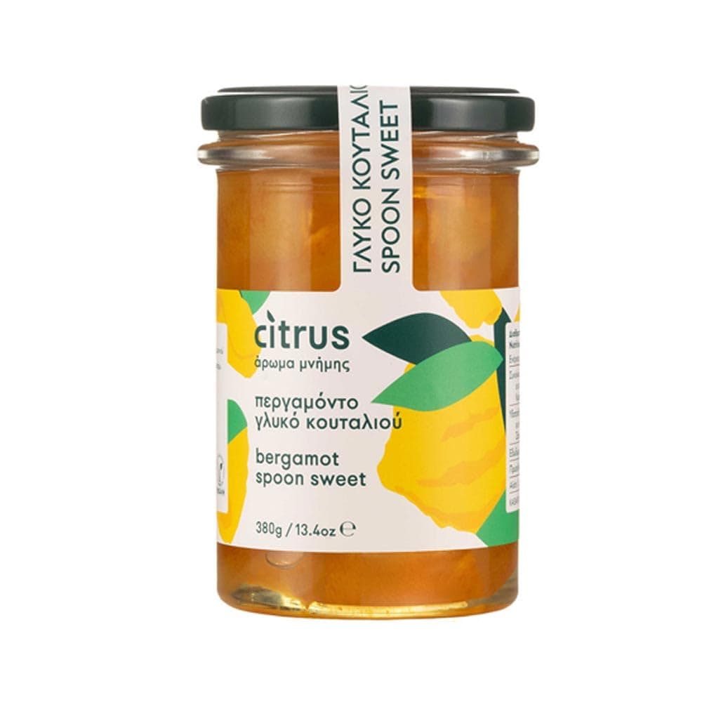 Citrus Chios - Bergamot Spoon Sweet - Whole Pieces of Peel Preserved in an All-Natural Syrup, Handmade in Small Batches in Greece (13.4 Ounce, 380 Grams)