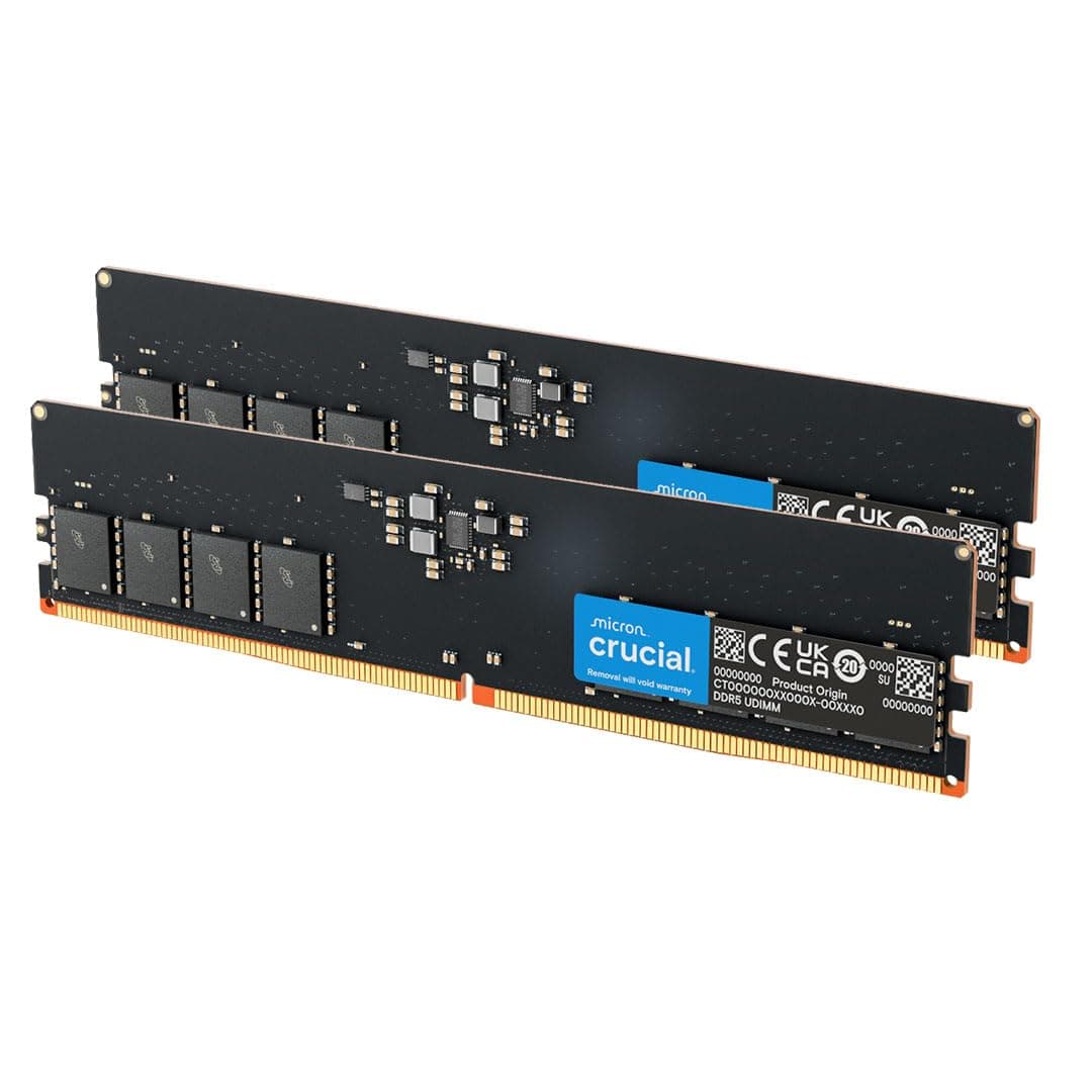 Crucial 128GB Kit (2x64GB) DDR5 RAM 5600MHz (or 5200MHz or 4800MHz) Desktop Memory Kit, UDIMM 288-Pin, Compatible with Latest Intel Core and AMD Ryzen 8000 & Above β CT2K64G56C46U5
