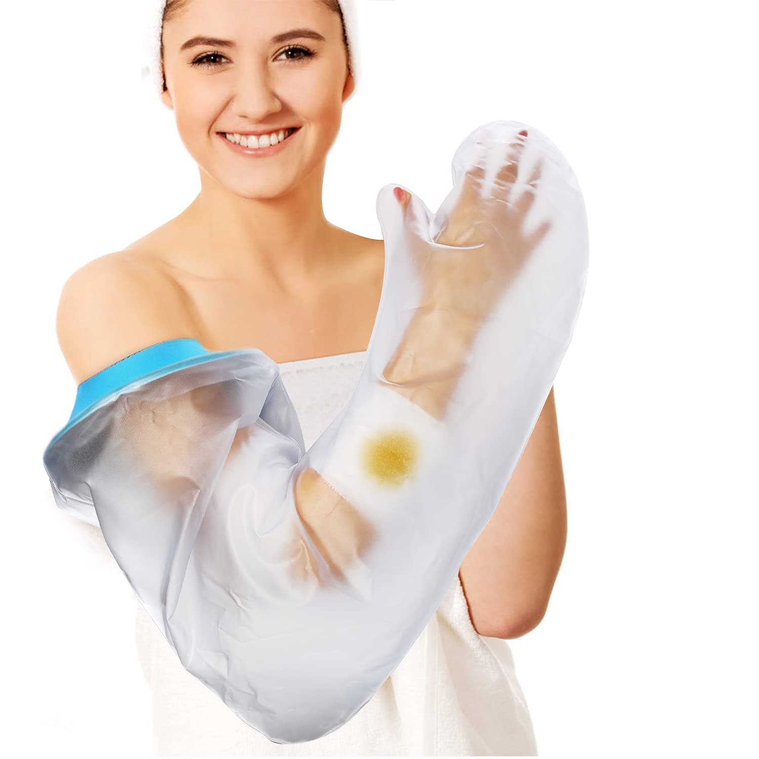 sunby Waterproof Arm Cast Cover for Shower Adult Long Full Protector Cover Soft Comfortable Watertight Seal to Keep Wounds Dry Bath Bandage Broken Hand,Wrist,Finger,Elbow No Mark on Skin,Reusable