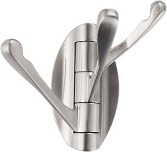 Swivel Hook Folding Swing Arm Triple Coat Hook with Multi Three Foldable Arms Shower Bath Towel Clothes Hanger Holder for Bathroom Kitchen Garage RV Wall Mount Brushed Nickel