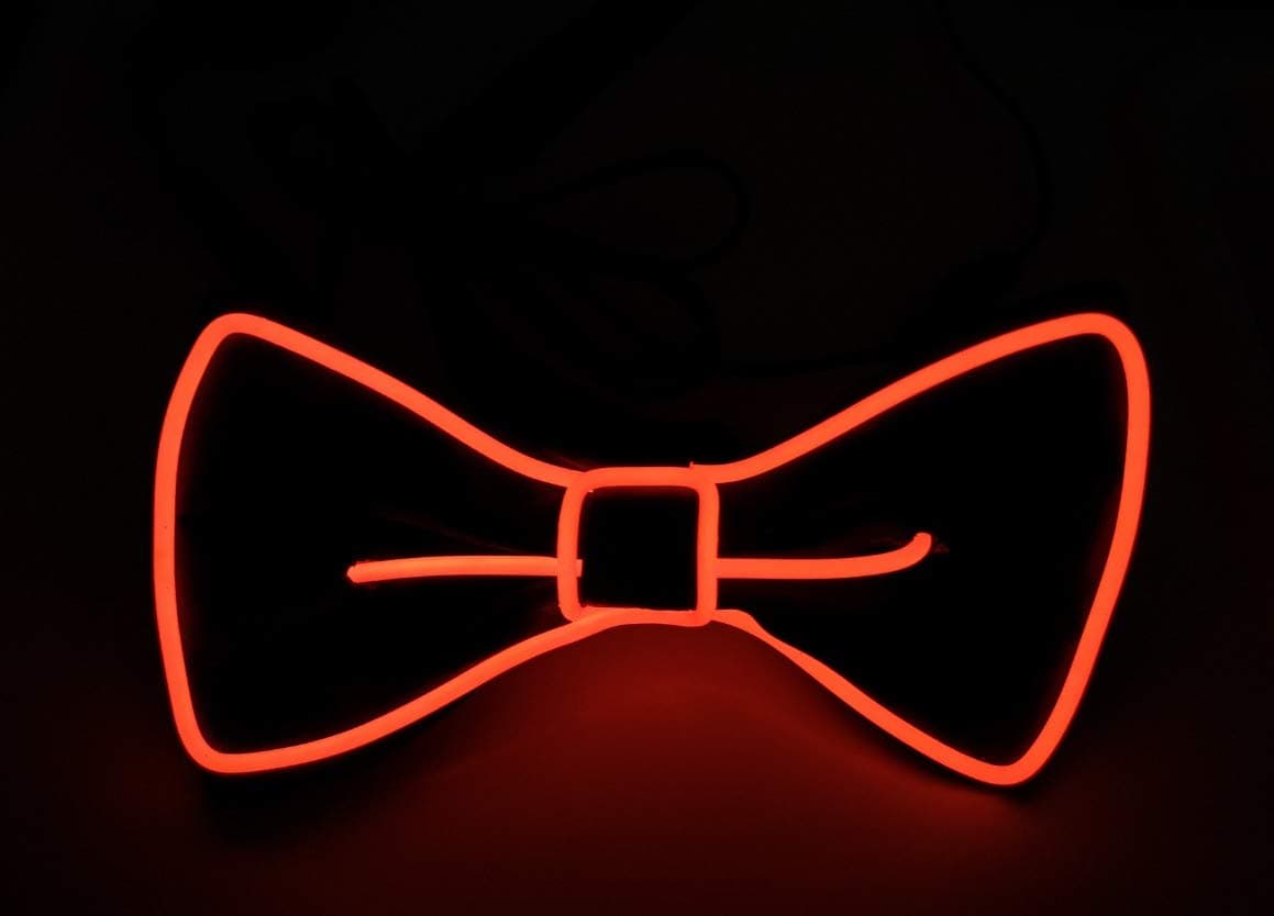 SOUTHSKY Christmas Luminous LED Bow Tie Fancy Plain Bowties Novelty Neon EL Wire Light Up for Christmas,Halloween, Wedding,Costume, Parties,Festival, Cosplay (RED)