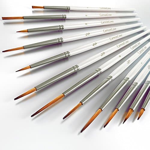 Detail Paint Brush Set - 12 Professional Quality Miniature Brushes are perfect for painting with Acrylic, Watercolor, Oil, and Gouache.