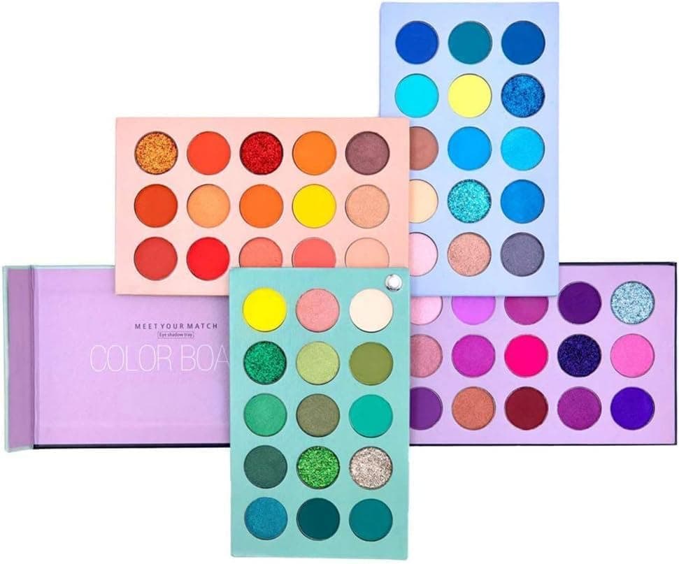 60 Color Eyeshadow Palette, 4 in 1 Board High Pigmented Glitter Matte Eye Shadow Rotation Pearlescent Nude Makeup Palette Eyes Cosmetic