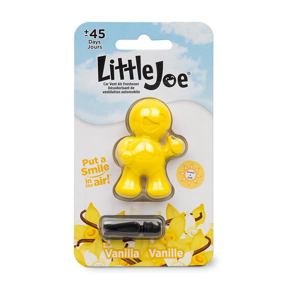 Little Joe 96402 Vanilla Scent Car Air Freshener Vent Clip, Fights Odors for up to 45 Days, Long-Lasting Freshness, Cute Car Odor Eliminator, Pack of 1