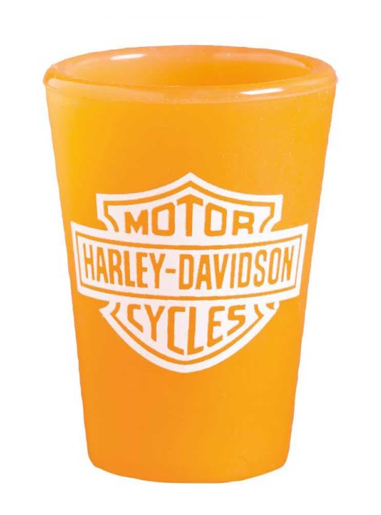 Harley-Davidson Silipint Shot Glass, Silicone Bar & Shield 1.5 oz Orange 2SS4900