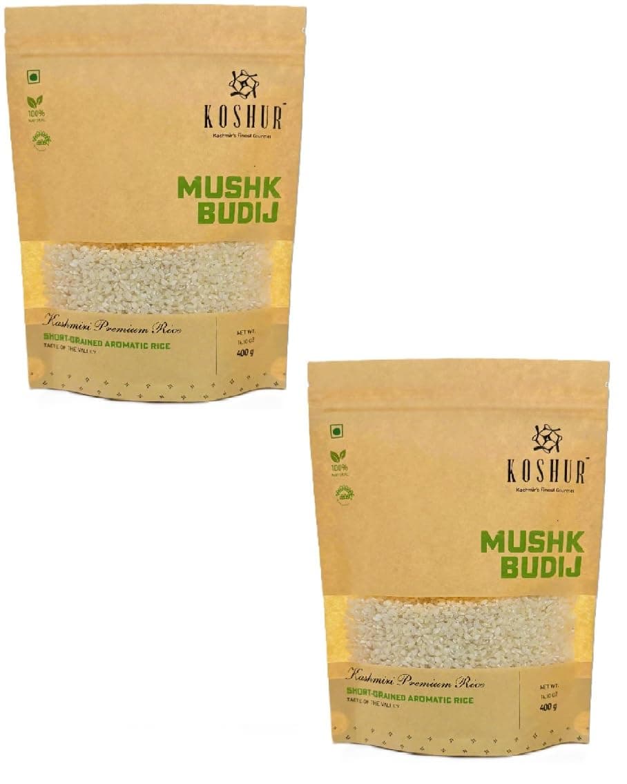 Koshur Premium Kashmiri Aromatic Rice Mushk Budij 800g, Rich Aroma, Natural Scented Perfect Fit For Everyday, Highly Nutritious, Delicious Natural Fragrance