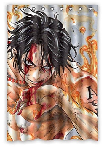One Piece Ace Cool Fire Design Shower Curtain,48"(w) x 72"(h)