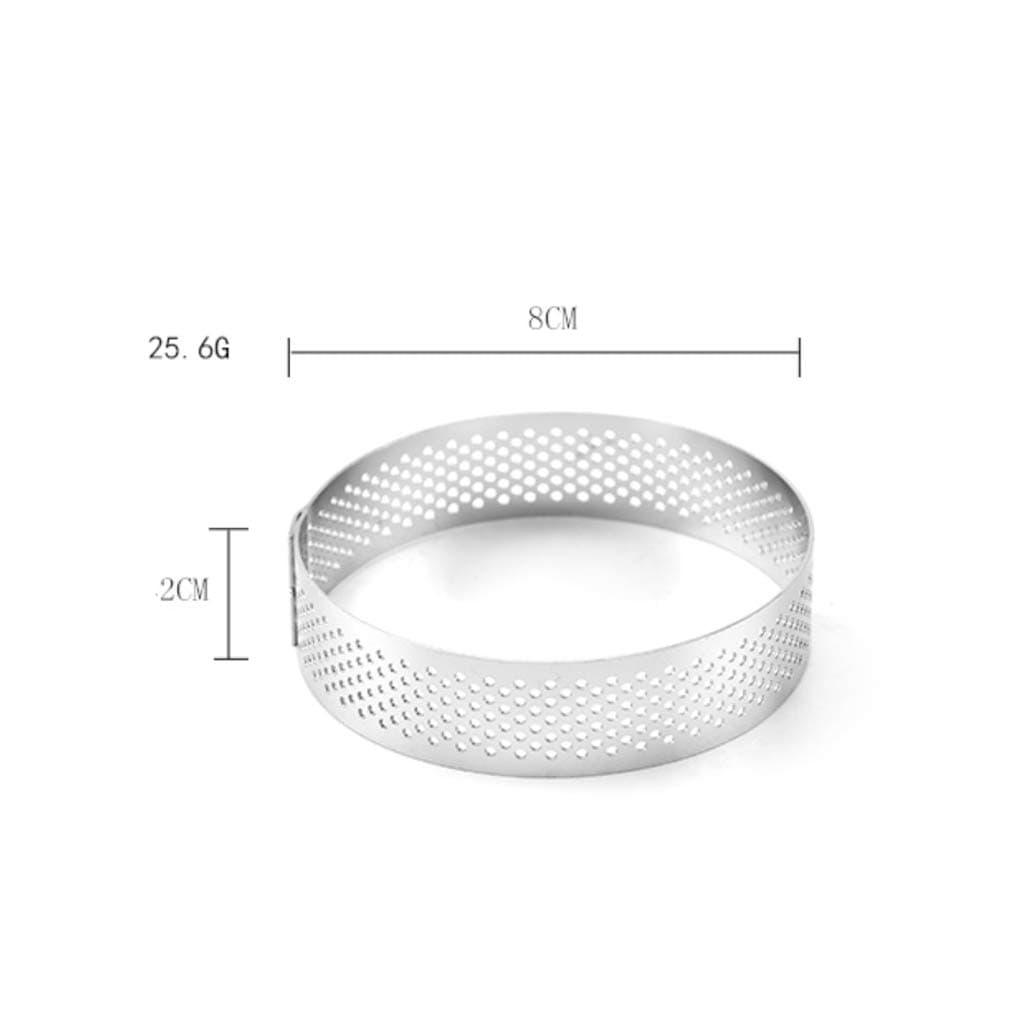 ruiruiNIE Perforated Cake Ring Mould 304 Stainless Steel Mousse Round Fixing Model Cookie Cutter DIY Baking Tool For Home Kitchen Bakeshop - 8cm(3.15in)