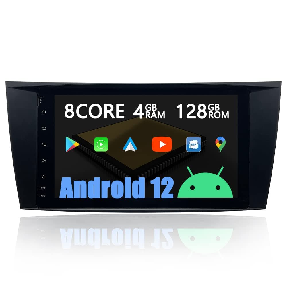 Android 12 Car Stereo CarPlay GPS for Mercedes-Benz E-Class W211 CLS W219 G-Class, Android Auto Navigation Head Unit Radio 8" Touch Screen, Octa Core 4G+128G, DSP/Optical Out/BT/WiFi/4G/FastBoot/SWC
