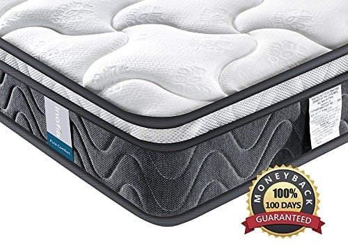 King Mattress, Inofia Super Comfort Hybrid Innerspring King Mattress Set with 3D Knitted Dual-Layered Breathable Cover-8''-Certified by CertiPUR-US-100 Night Trial