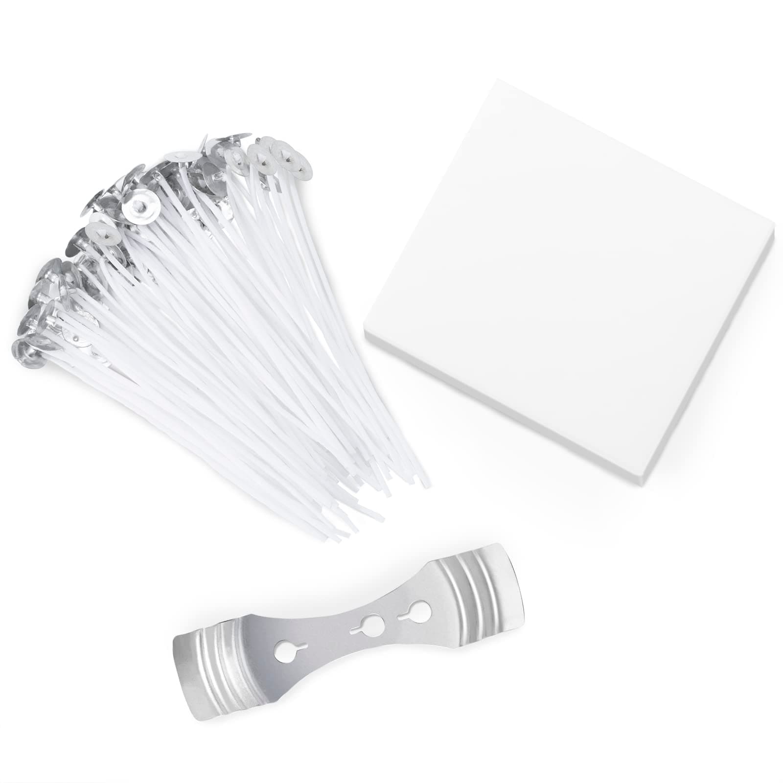 Candle Wick,SMALUCK Natural 50 Candle Wicks with 1pcs 3-Hole Candle Wicks Holder for DIY Candles Craft Tools Candle Making Kit (10cm)