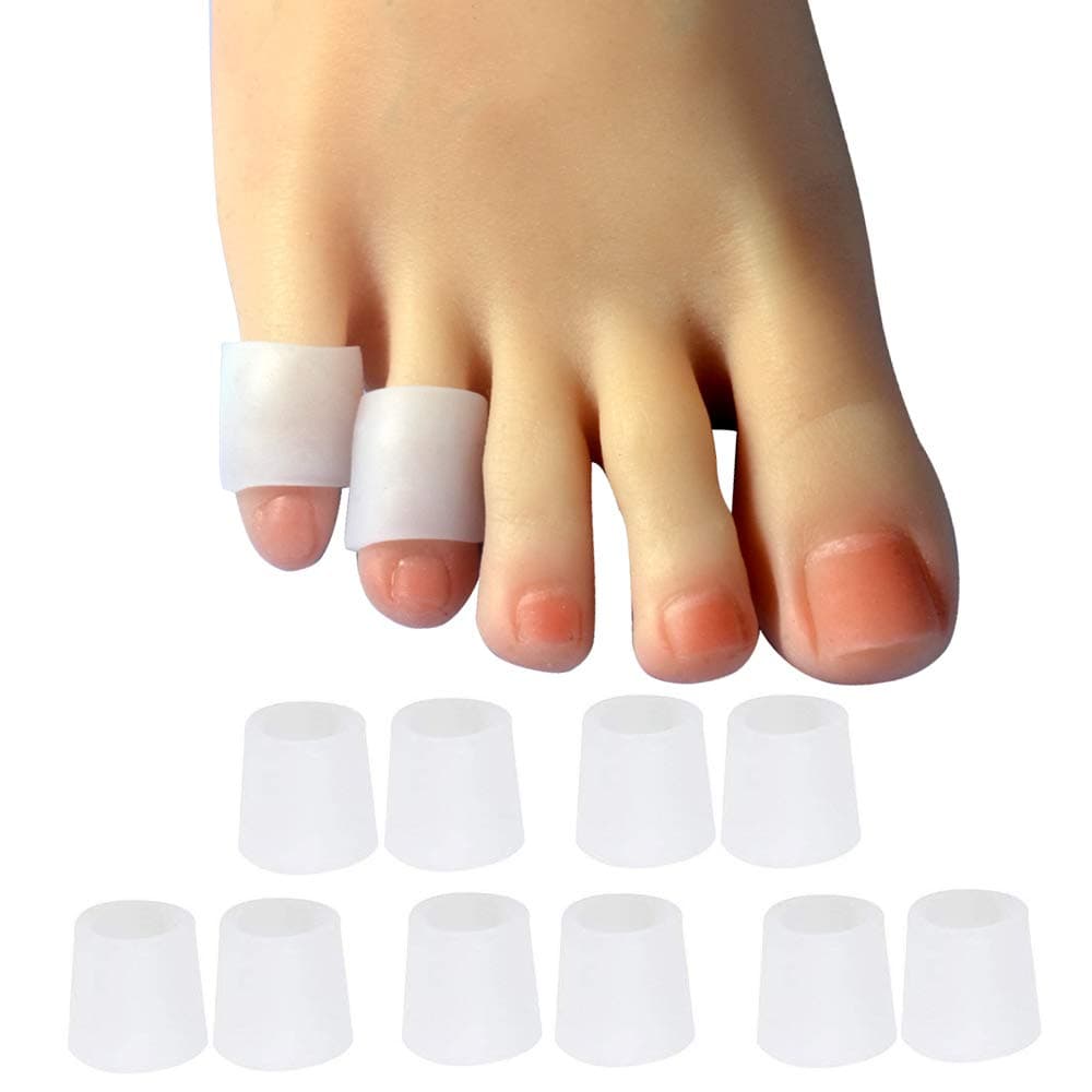 10 Pack Pinky Toe Sleeves Protectors, Small Toe Splints Covers Bandges White Colour, Protect Toes from Rubbing, Ingrown Toenails, Corns, Blisters and Other Painful Toes Problems