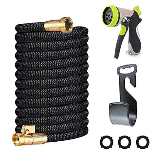 Gamegie Garden Hose 100 ft,Water Hose Metal Hose Nozzle Spray & Car Washing Nozzle,2018 Upgrade Water garden kits