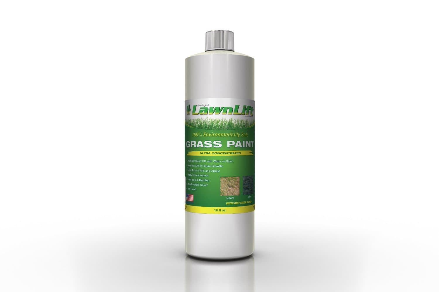 Lawnlift Ultra Concentrated (Green) Grass Paint 16oz. = up to 1 Gallon of Product.