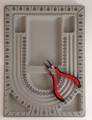 Beading Trays Design Jewelry Making Kit Pliers Organizer Craft Beadboard Tools, Gray Bead Board Mats Tray Size 9 1/4" X 12.9", 5" (13cm) Round Nose Pliers Stainless Steel Rubber Handles 1 Sets