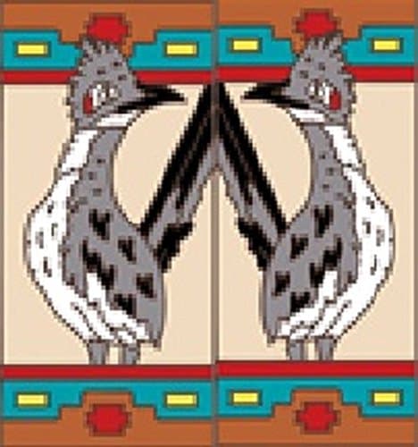 Earthtones Two 3" X 6" Ceramic Tile Address House Numbers Southwest Design Roadrunner Left and Right Ends