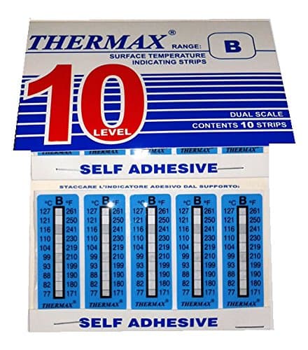 Irreversible Temperature Strips - 77-127°C - Pack of 10 - Self-Adhesive Labels - 51 x 18 mm