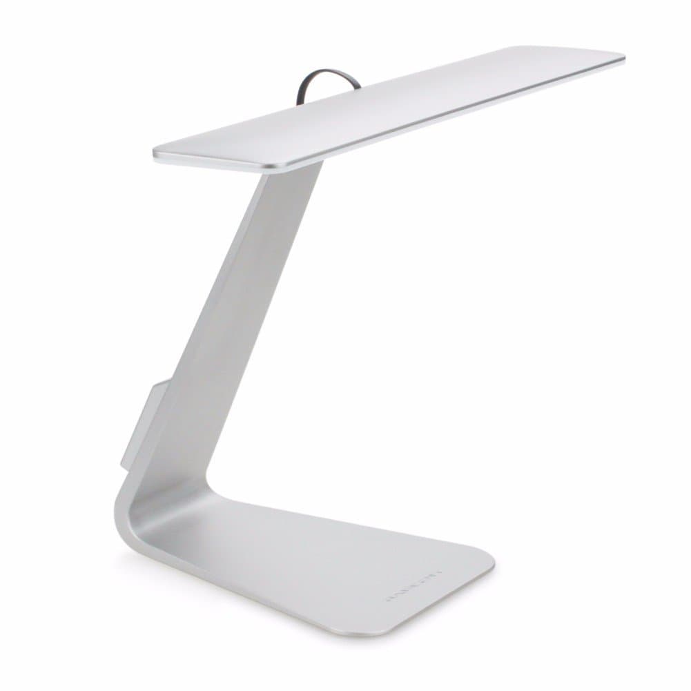 CTLpower LED Desk Light, Dimmable Table Lamp, Eye-Caring Desk Lamp, Rechargrable Table Light with USB Charging Port, Ultra Compact Design with 3 Brightness Levels of Reading Study Lamp Light (Silver)