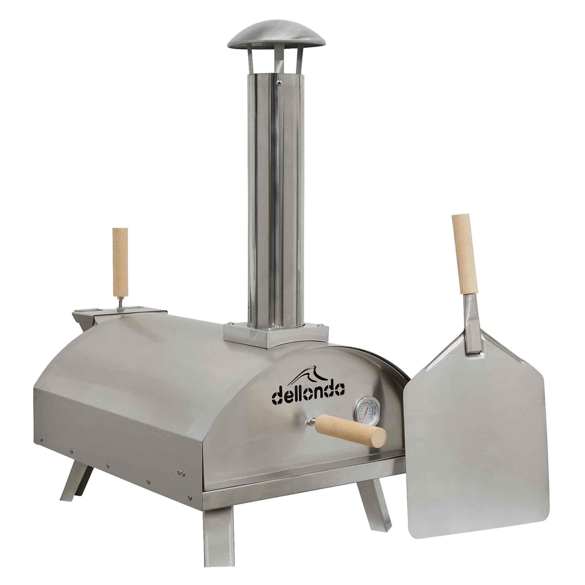 Dellonda Portable Wood-Fired 14" Pizza Oven and Smoking Oven, Stainless Steel - DG11