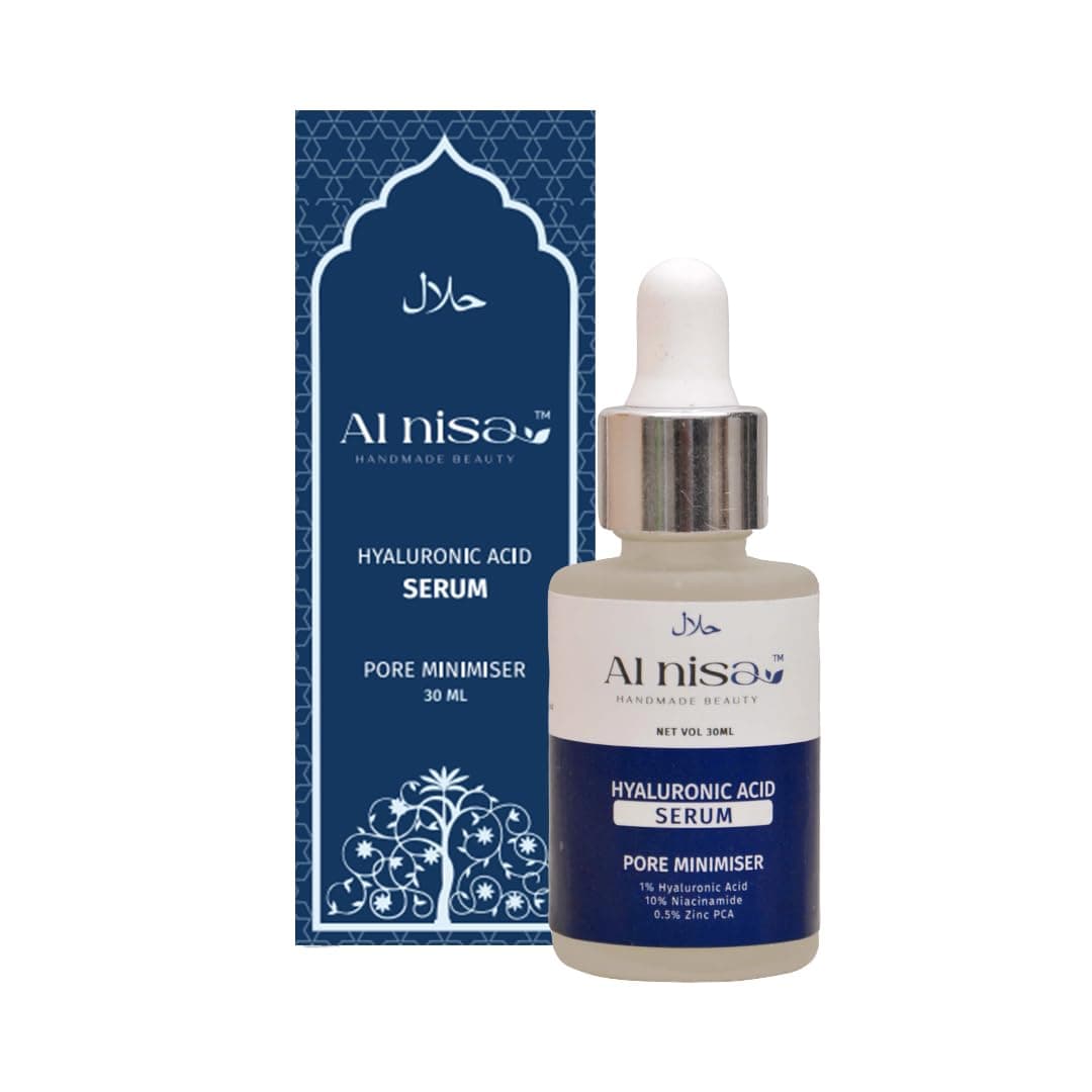 Alnisa Hyaluronic Acid Face Serum with Pumpkin Seed Extract for hydration, fines lines & Glowing skin, Halal + Vegan