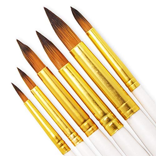 SEEFOUN Round Paint Brushes Set, 6 Pcs Paint Brushes for Acrylic Painting, Oil Watercolor Gouache Acrylic Paint Brushes, Artists Students & Kids Paint Brushes