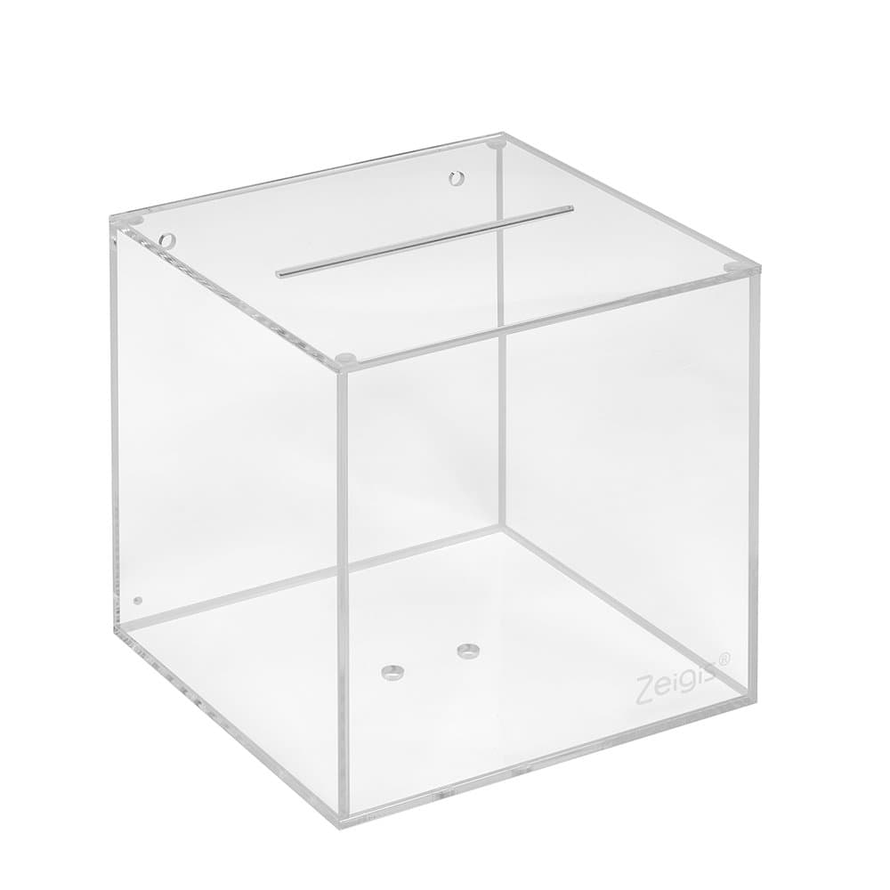 Zeigis® Losbox made of acrylic glass, 150 x 150 x 150 mm, donation box, promotion box, raffle box, transparent, acrylic, plexiglass.