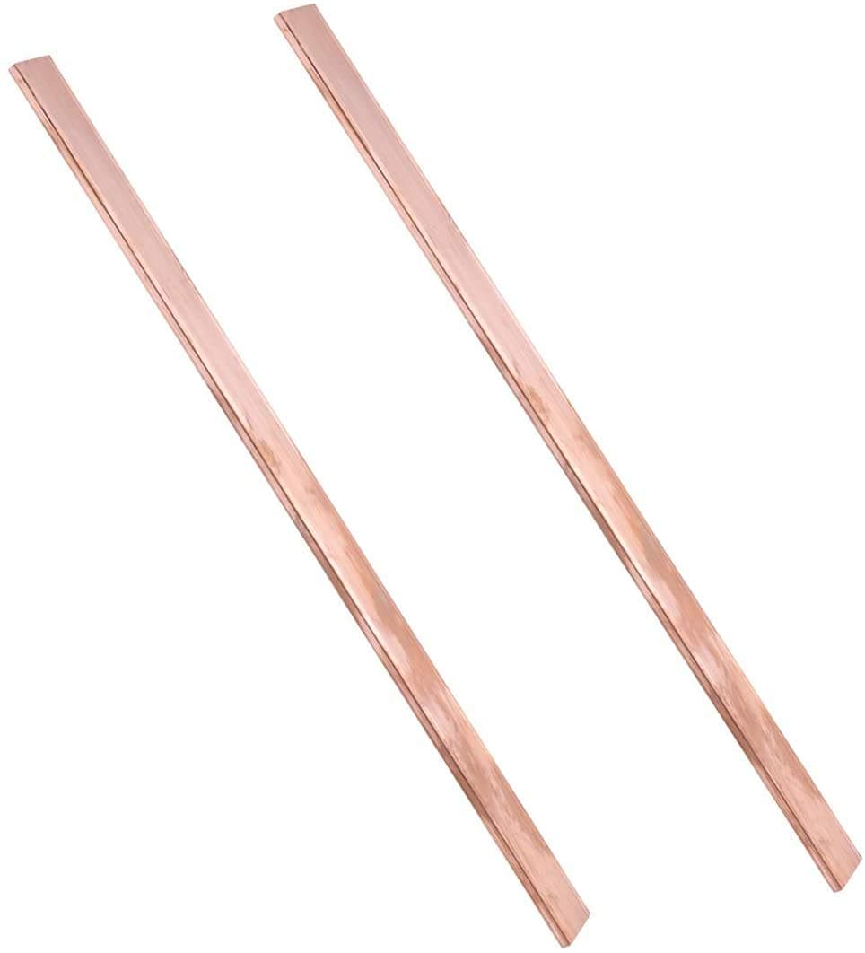 Zhangxin 2 PCS Copper Rectangular Bar Metalworking Copper Flat Bar Stock Crafts DIY Thickness 1.5mm/0.06in Length 500mm / 19.7in,10mm/0.39in