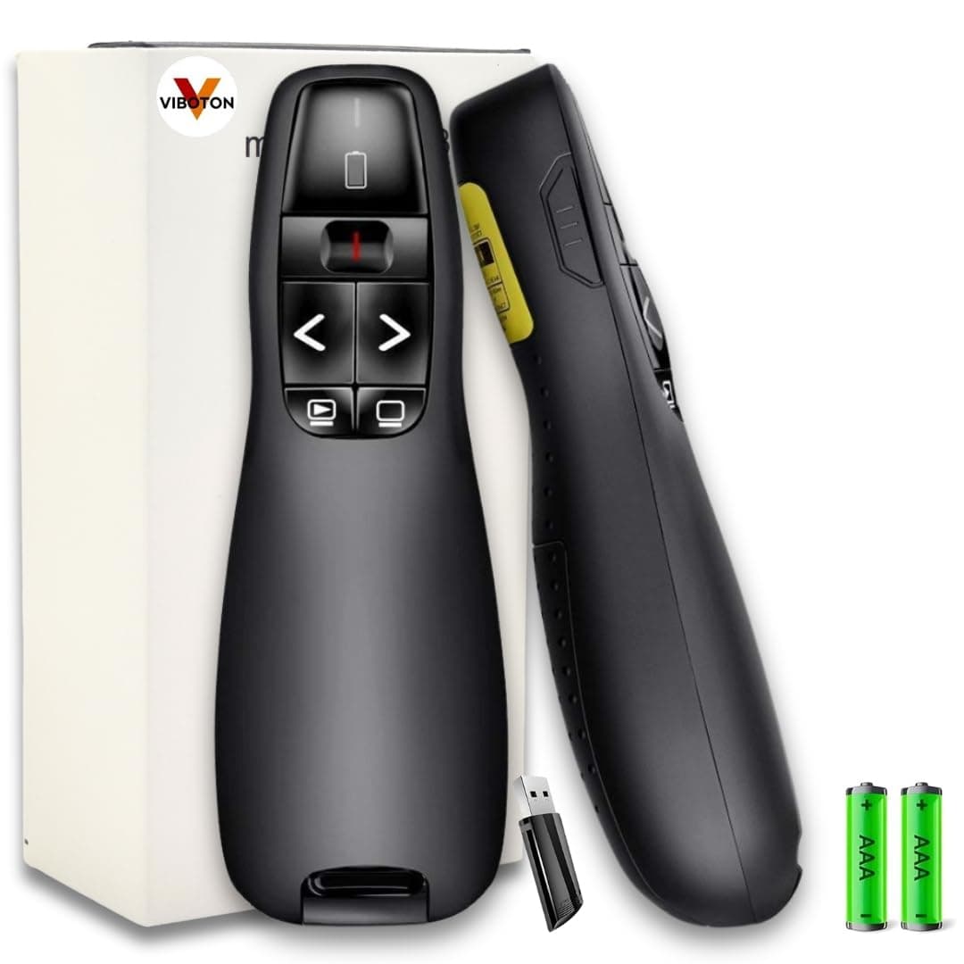 Laser Pointer, Wireless Presentation Clicker, PPT Presenter Slide Changer Controller with Receiver, Battery Indicator for Mac, PC, Laptop, Windows, Google Slide Changer - (2 Year Warranty)