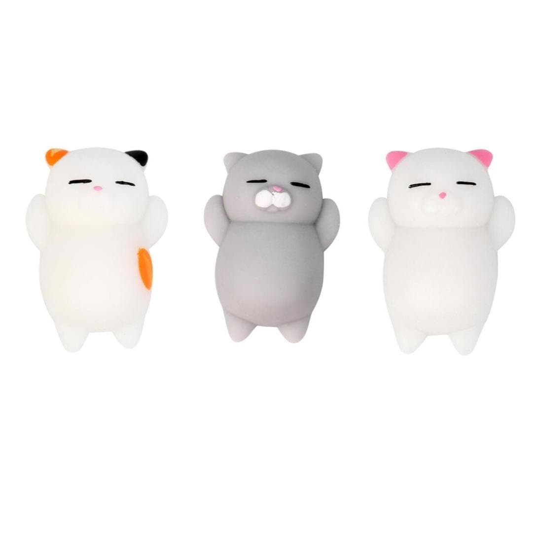 3PCS Mochi Squishy Toys , Mingcf 1 Cent Items Kawaii Cat Squishies Toys | Squishes Toys | Squishys Slow Rising | Stress Relief Toy | Hand Wrist Toys | Decoration | Phone Straps (White 4CM)