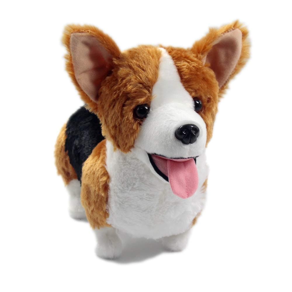 VACHICHI Lifelike 30cm Stuffed Toy Animals Welsh Corgi Pembroke Plush Soft Toy Animals Dog Puppy, 12 inches Tri-Color Corgi